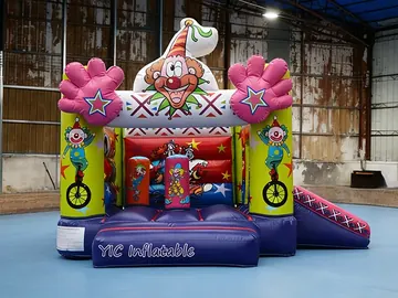 Clown Slide and Hoop Bouncer front view