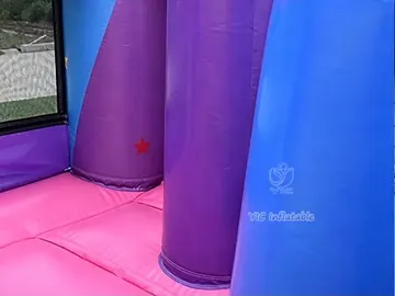 unicorn themed inflatable bounce-and-slide attraction detail view