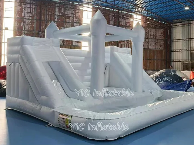 White Double Slide Bounce House product image