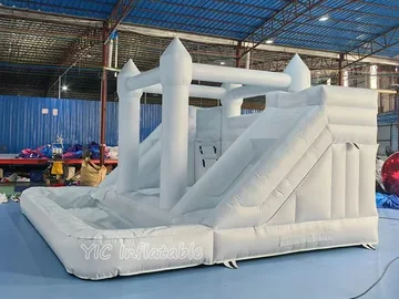 White Double Slide Bounce House detail view