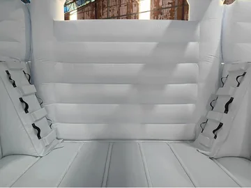 White Double Slide Bounce House commercial attraction view