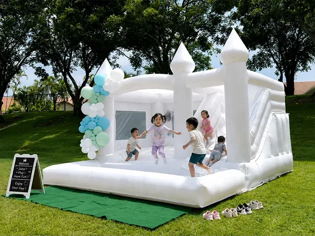 White Inflatable Bounce House with Ball Pit product image
