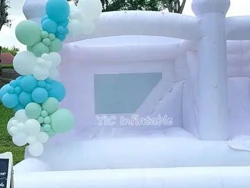 White Inflatable Bounce House with Ball Pit commercial attraction view