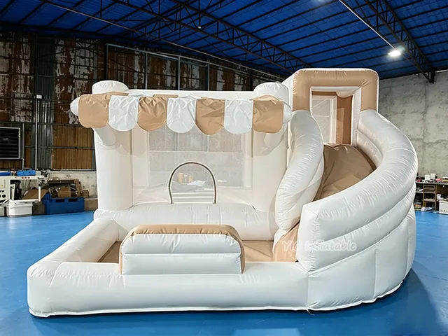 White Wedding Bounce House with Slide product image