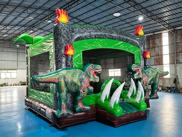 dinosaur themed inflatable jumper detail view