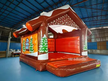 gingerbread themed inflatable jumper detail view