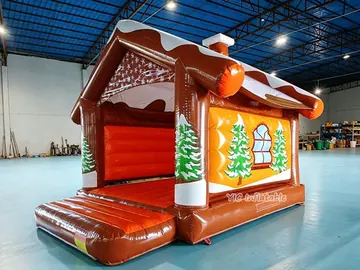 gingerbread themed inflatable jumper detail view