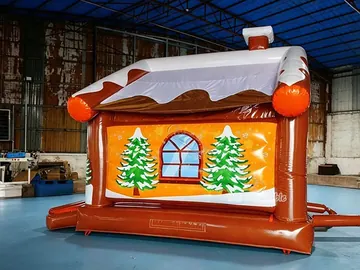 gingerbread themed inflatable jumper detail view