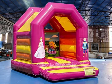 princess themed inflatable jumper rear view