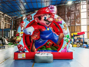 super mario themed inflatable jumper detail view