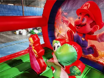 super mario themed inflatable jumper detail view