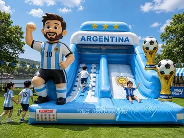football themed standalone inflatable slide detail view