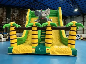 elephant themed standalone inflatable slide detail view