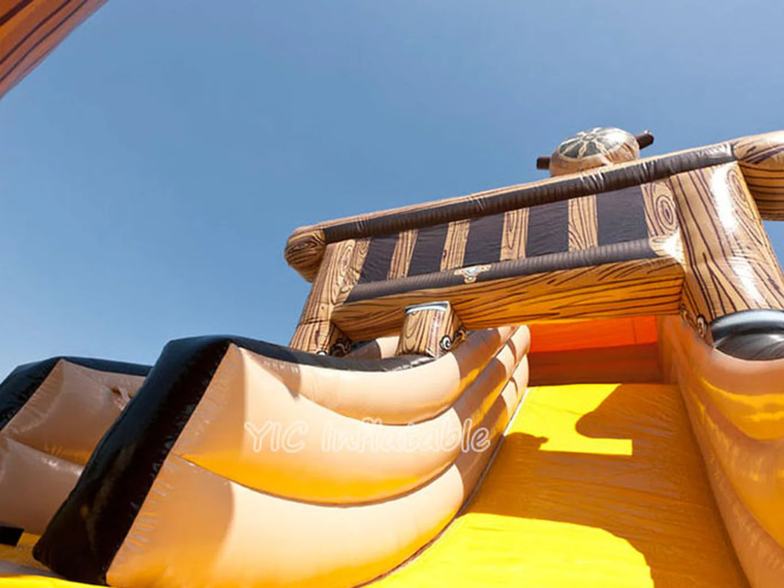 Giant Pirate Ship Inflatable Slide with Climbing Wall front view