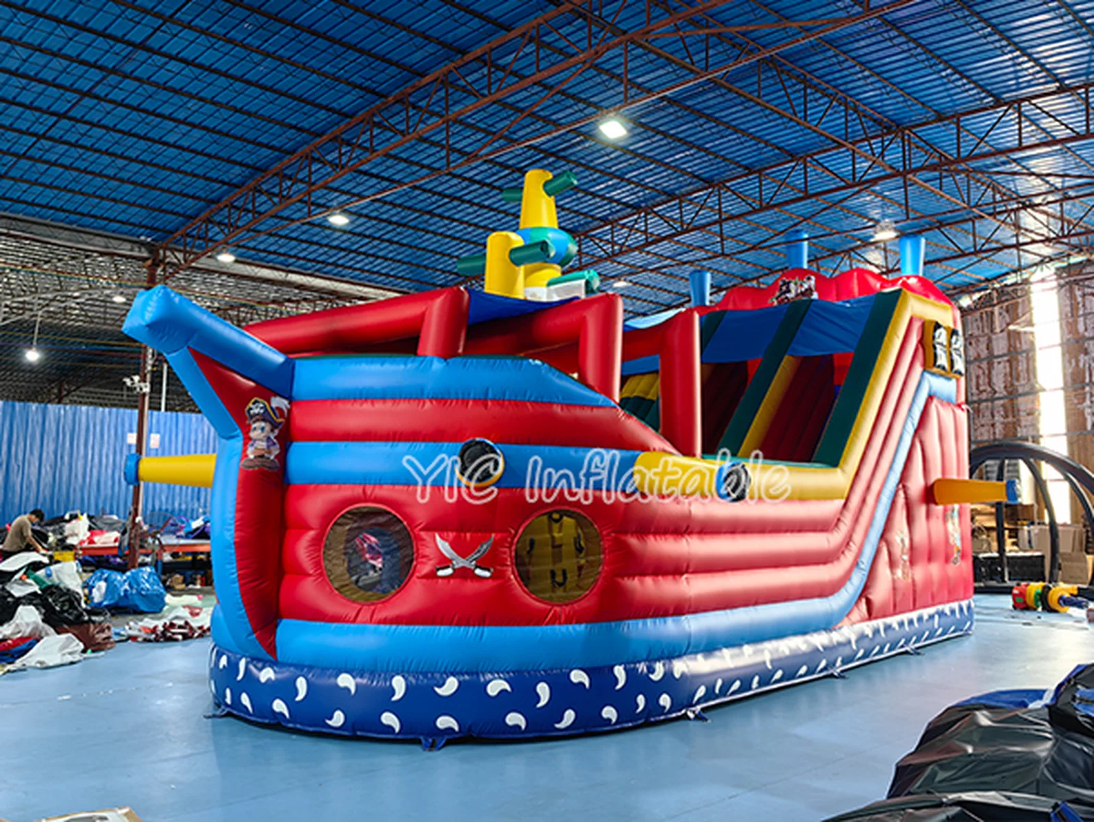 Giant Pirate Ship Inflatable Slide front view