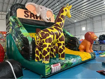 safari themed standalone inflatable slide detail view