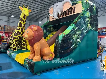 safari themed standalone inflatable slide detail view