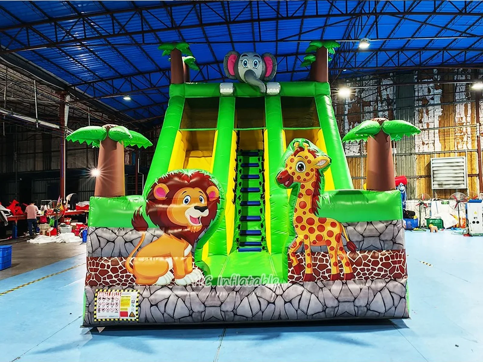 Jungle Animal Inflatable Slide front product view