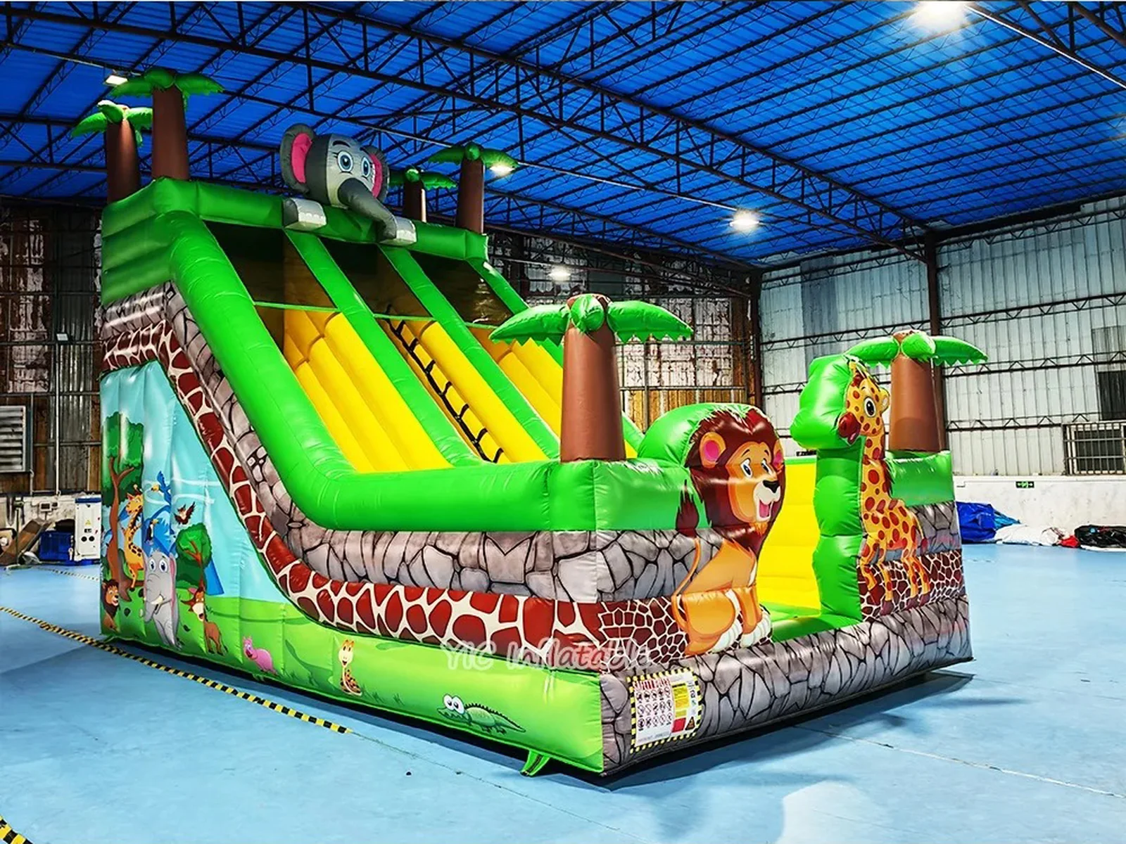 Jungle Animal Inflatable Slide front view
