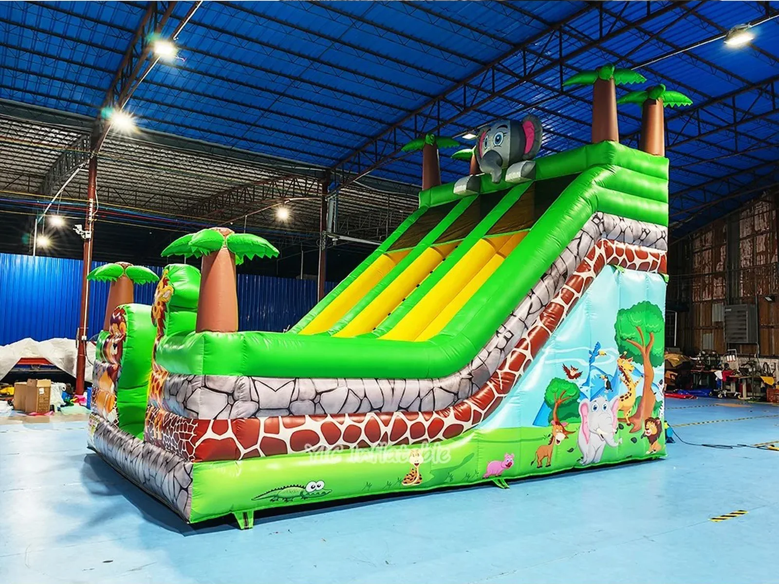 Jungle Animal Inflatable Slide front view