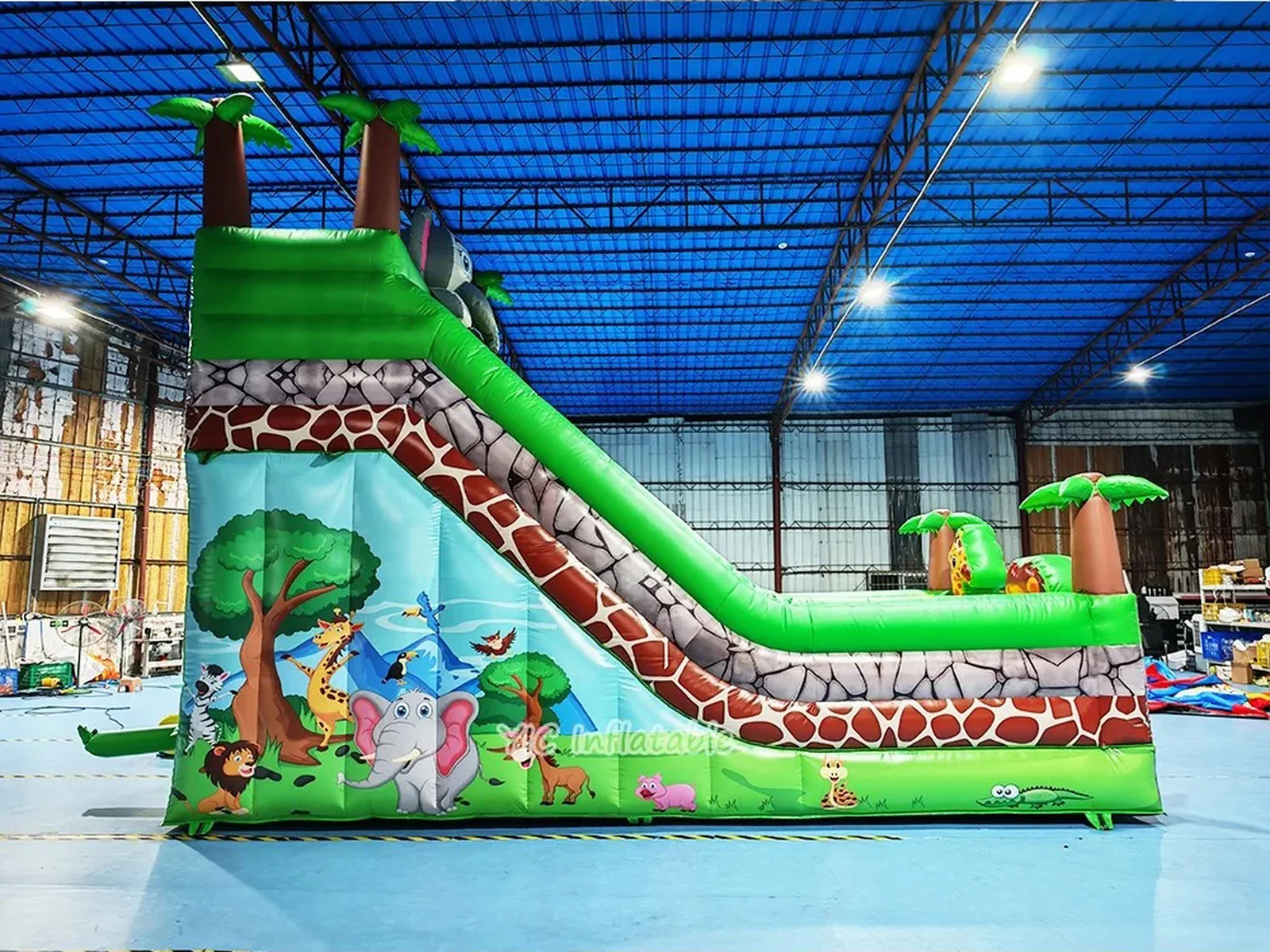 Jungle Animal Inflatable Slide front view
