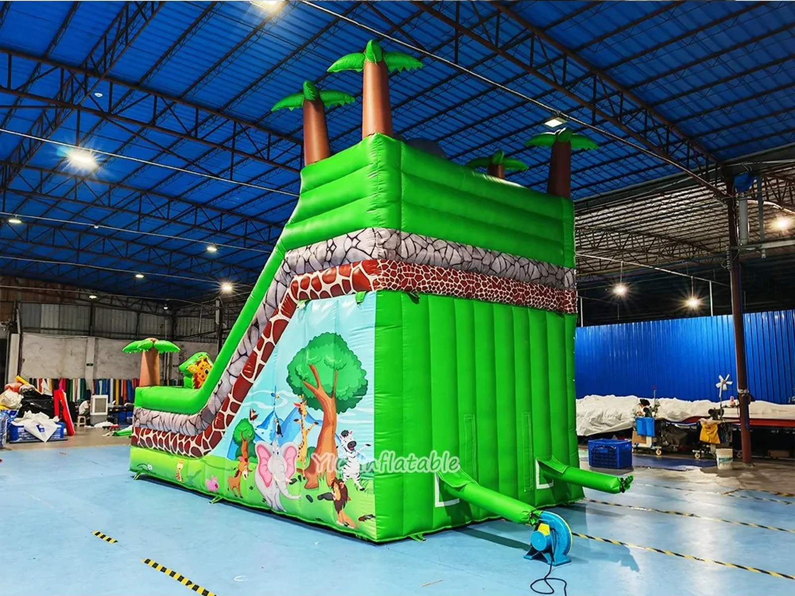 Jungle Animal Inflatable Slide front view