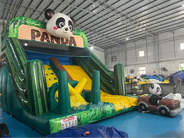 jungle themed standalone inflatable slide detail view