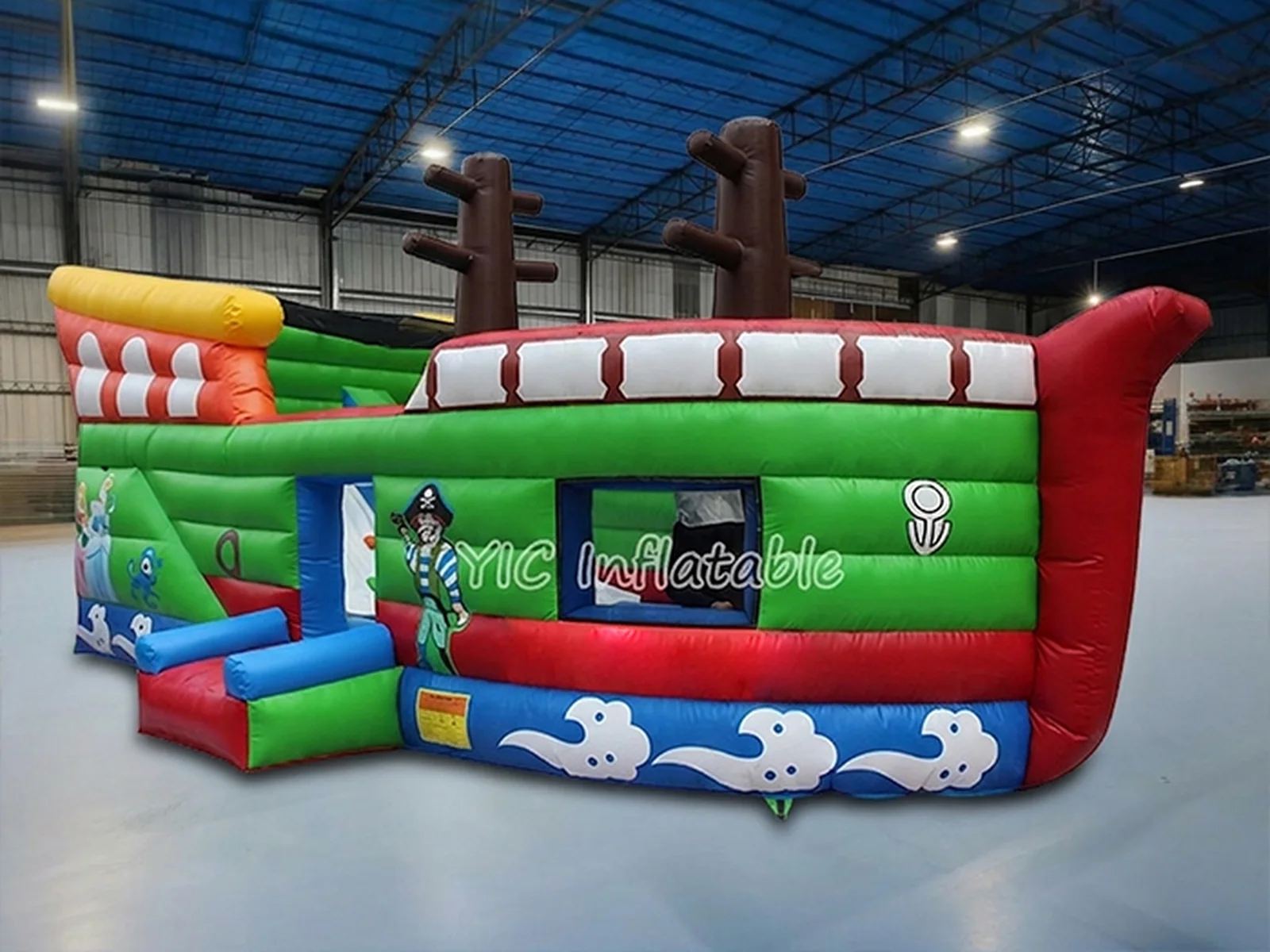 pirate themed standalone inflatable slide front view
