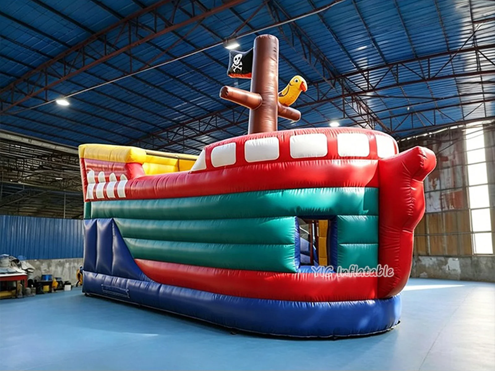 pirate themed standalone inflatable slide front view