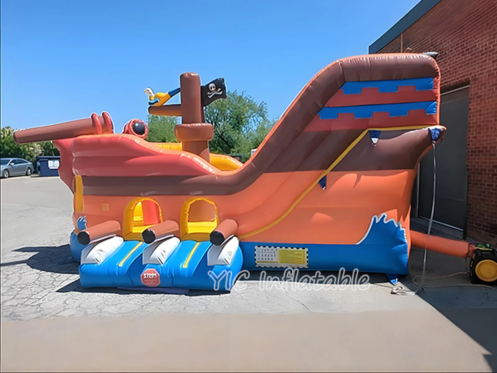 Pirate Boat Inflatable Slide front view