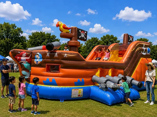 Pirate Ship Inflatable Slide with Splash Pool product image