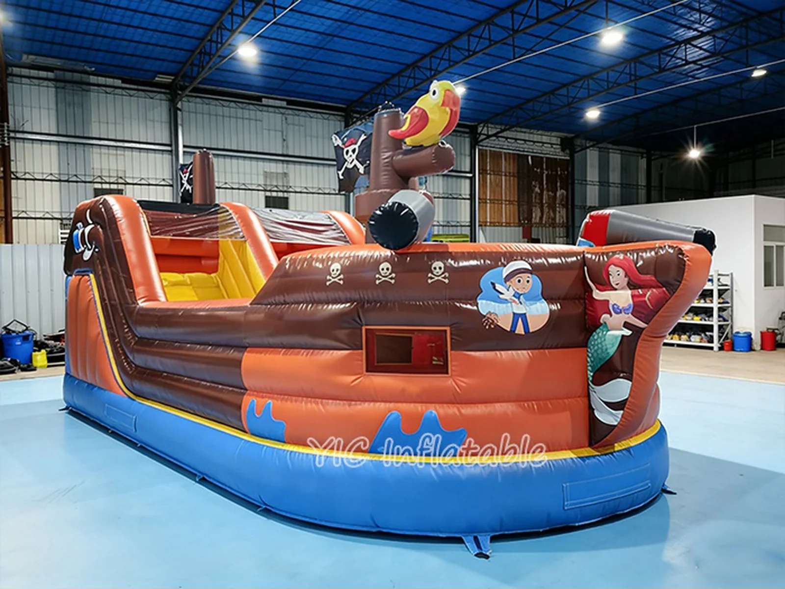 Pirate Ship Inflatable Slide with Splash Pool front view