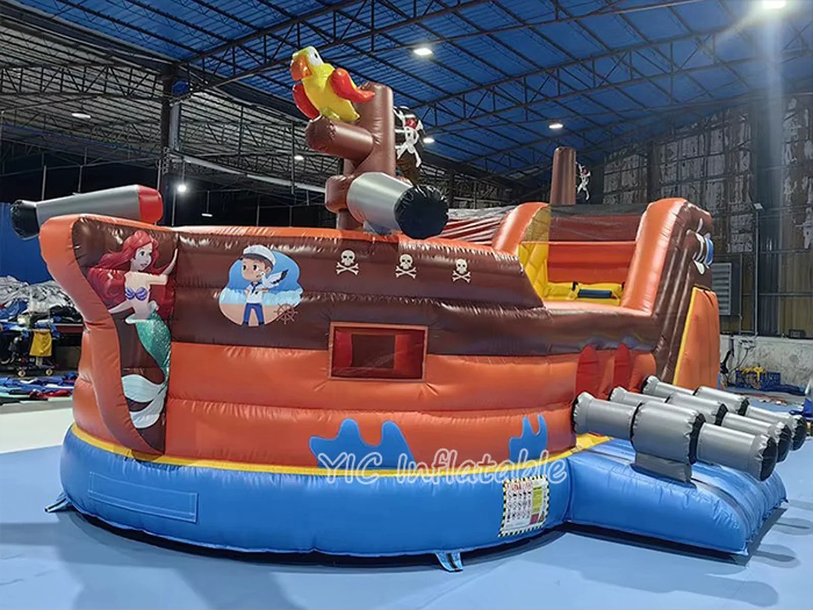 Pirate Ship Inflatable Slide with Splash Pool front view