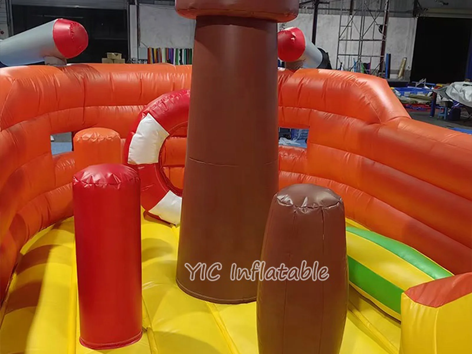 Pirate Ship Inflatable Slide with Splash Pool front view