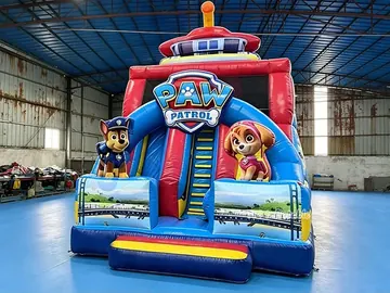 paw patrol themed standalone inflatable slide detail view