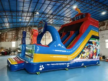 paw patrol themed standalone inflatable slide detail view