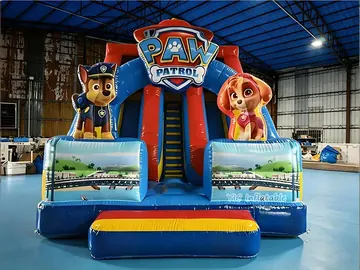 paw patrol themed standalone inflatable slide detail view