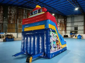 paw patrol themed standalone inflatable slide detail view