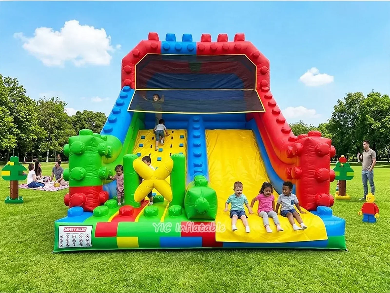 custom standalone inflatable slide front view