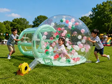 bubble themed air-supported event tent rear view