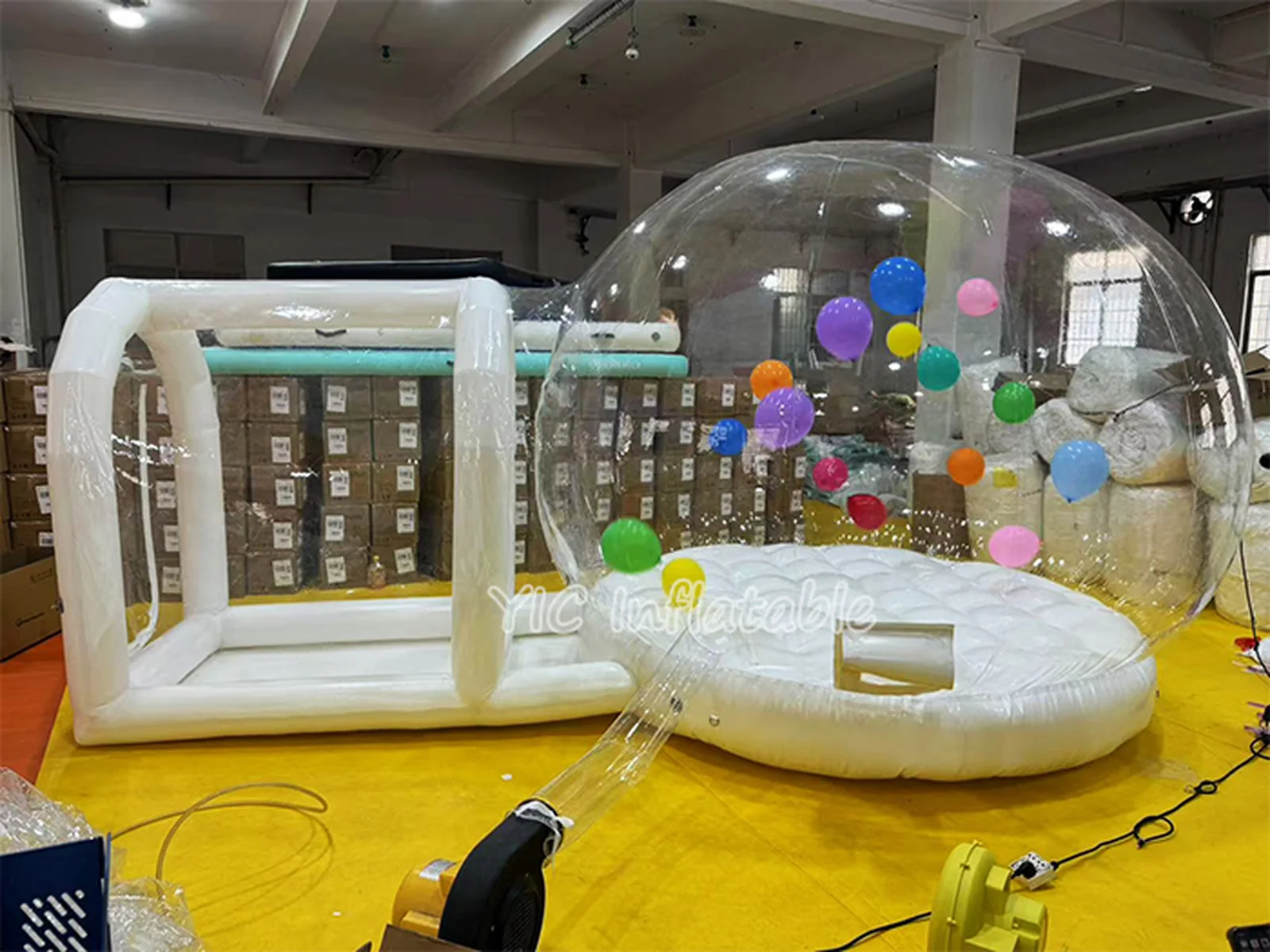 bubble themed air-supported event tent front view