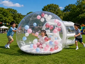 bubble themed air-supported event tent rear view