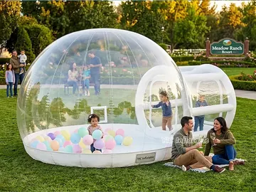 bubble themed air-supported event tent rear view