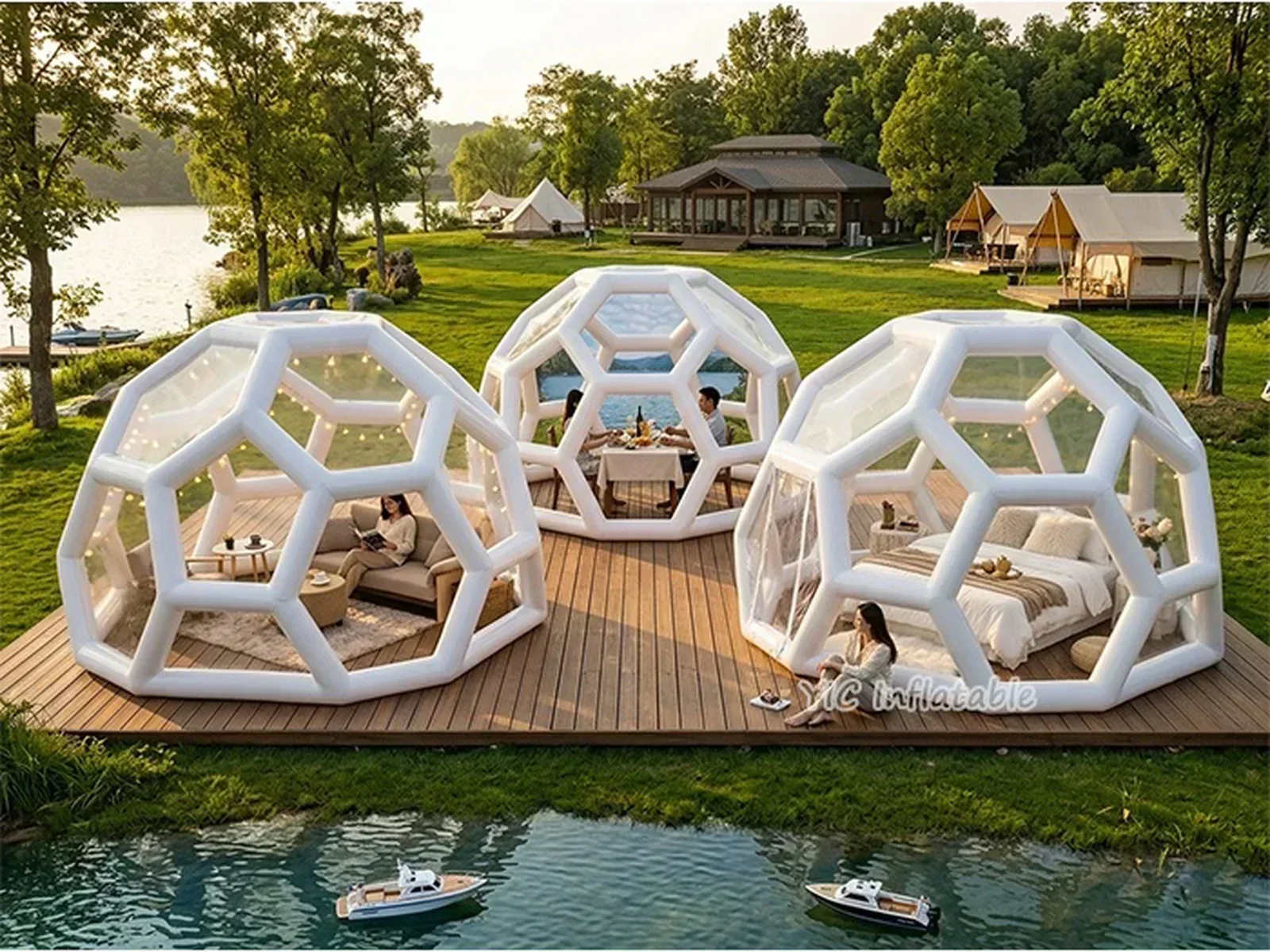 bubble themed air-supported event tent front view