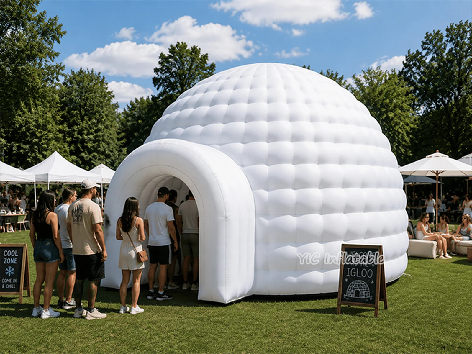 custom air-supported event tent front view