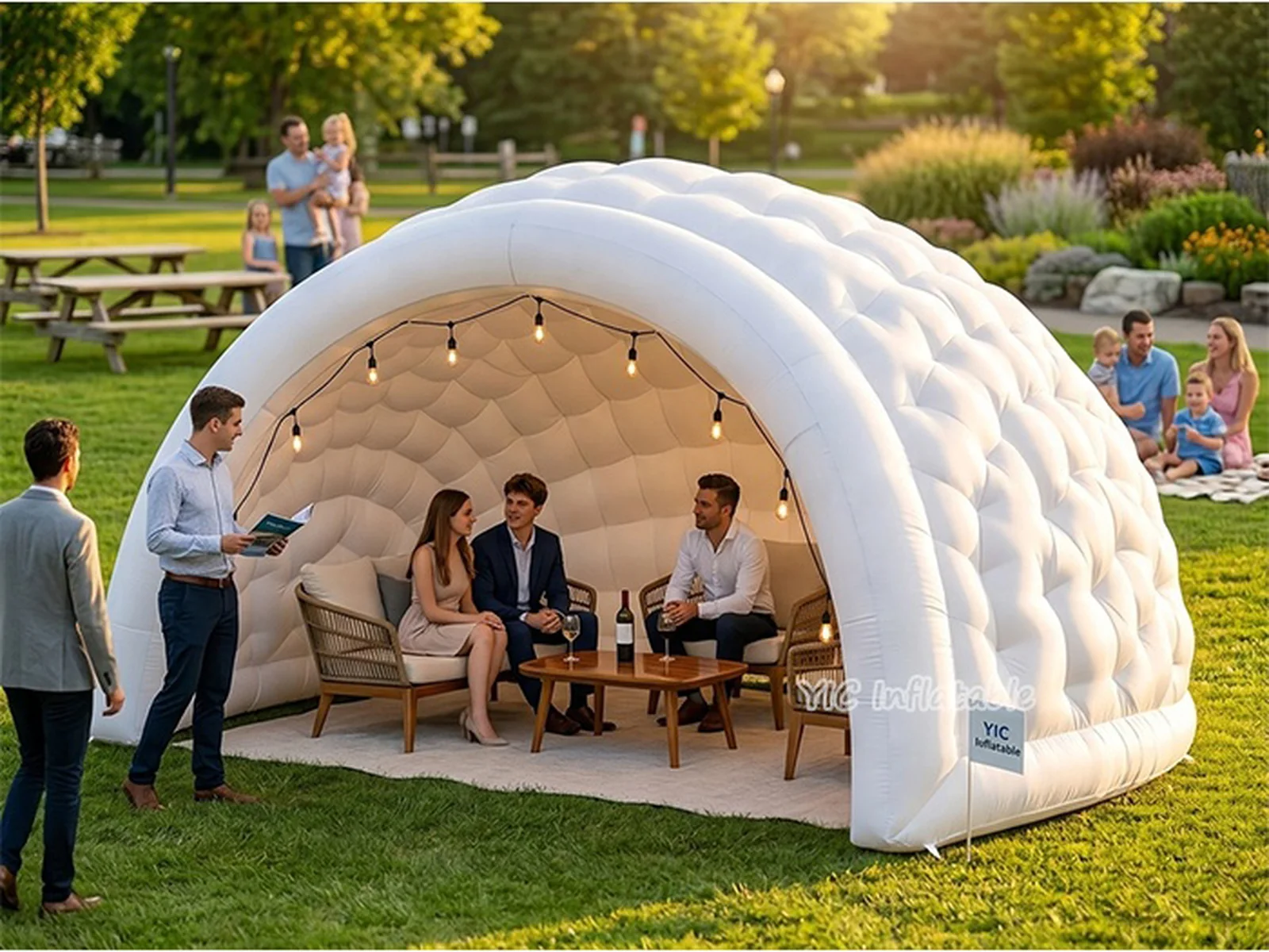 custom air-supported event tent front view