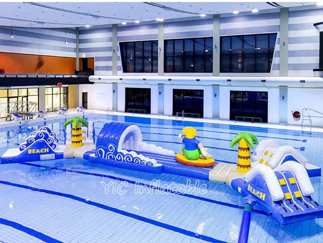 custom inflatable water-play park front view