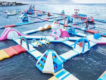 ocean themed inflatable water-play park detail view