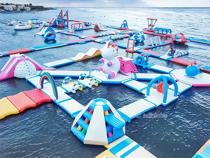 ocean themed inflatable water-play park front view
