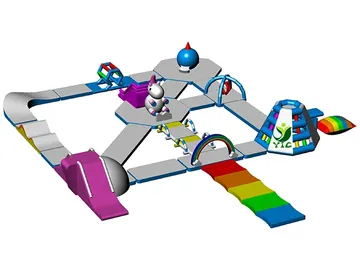 ocean themed inflatable water-play park detail view